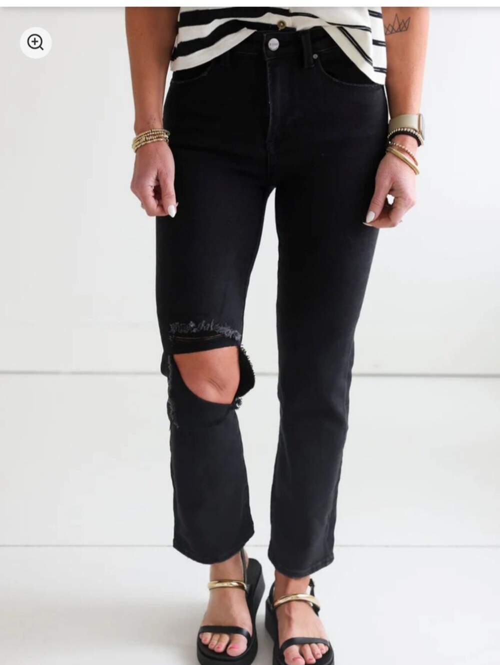 Risen Black Distressed Wide-Leg Women's Jeans, BRAND NEW